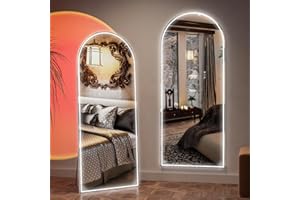 ‎CASSILANDO CASSILANDO 165x60 gewölbter Ganzkörperspiegel, LED Spiegel Ganzkörperspiegel mit Licht, Beleuchteter Bodenspiegel, Ankleidespiegel, Eitelkeitsspiegel für Schlafzimmer, Dimmen & 3 Farbmodi (weiß)