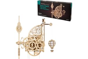 UGEARS Aero-klocka 3D-pussel – Trämodellskit för Vuxna att Bygga – Vintage Gör-det-själv Väggklocka med Pendel Träpussel – Sj