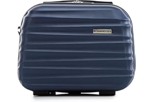 WITTCHEN Walizka podróżna, bagaż podręczny, bagaż kabinowy, walizka na kółkach, twarda obudowa z tworzywa ABS, z 4 kółkami, zamek szyfrowy, uchwyt teleskopowy Groove Line, granatowy, Kosmetikkoffer,