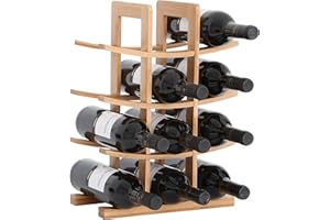 Gräfenstayn® 30551 cremagliera del vino PORTO - impilabile in legno di bambù per 12 bottiglie di vino - Dimensioni 30x16x42 cm (LxWxH) gabbie per bottiglie di vino caso del vino