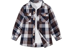 JACKETOWN Chemise à Manches Longues pour Enfant Garçon Chemise à Carreaux Boutonnée Haut Décontracté en Coton Chemise Haute pour Enfant avec Poche Poitrine