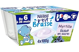 Nestlé Bébé P'tit Brassé Myrtille - Laitage dès 6 mois - 4 x 100g