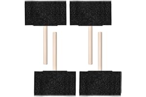 XTHROTSENK 4 Stück Schaumstoff Pinsel, Schwammpinsel Schaumstoffpinsel Set 4 Zoll Waschbare, Hartholz Griffe Schaum Pinsel Malerei für Malerei, Zeichnen, Finishing Handwerk Färbung