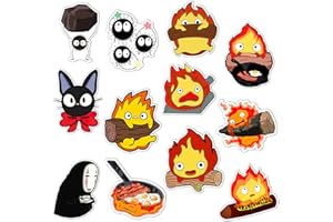 ‎GTOTD GTOTd Calcifer Fridge Magnet Kühlschrankmagnet (12 Stück) Geschenke Merch Dekoration Stoßstangen Aufkleber Kühlschrank Metallmagnet Flexibel Wiederverwendbar Magnetisches Vinyl