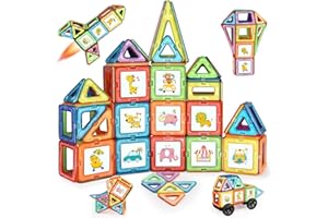 LIVEHITOP Bloques Magneticos Construccion Niños, 68 Piezas Juego Imanes Educativos Regalos para 3 4 5 6 7 8 Años Niño Niña