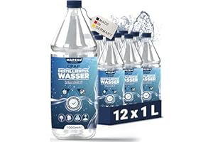 Mapeau CPAP Wasser für Sauerstoffkonzentrator, destilliertes Wasser für CPAP Geräte Atemgasbefeuchtung, keimreduziert, Luftbefeuchter, Inhalator (12x 1 Liter)