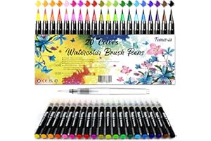 Tomaxis Watercolour Brush Pens 20 Pcs Colouring Pens Felt Tip Pen Art Supplies for DIY Sketching Bullet Lettering Journal Calligraphy Painting with 1 Water Paintbrush