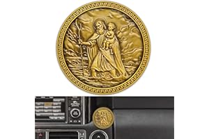 ‎ANWLKI Anwlki Heilig Christophorus Auto Plaketten Ø 4cm Heiliger Christophorus Medaille Beschutze Uns Komm Gut Heim Geschenk mit Magnet und 1 Eisenstück, 3 Doppelseitig Klebende Aufkleber (Altes Gold)