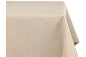 ‎BEAUTEX BEAUTEX fleckenabweisende und bügelfreie Tischdecke - Tischtuch mit Lotuseffekt - Tischwäsche in Leinenoptik, Eckig 110x180 cm, Sand