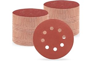 Huopueit 150 Pezzi Dischi Abrasivi 125 mm, grana 180 Carta Vetrata Abrasiva 8 fori per Levigatrice Orbitale Casuale (150 pezzi,grana 180)