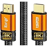 2.1 HDMI Cable 8K, IBRA 1m Ultra HD Lead High-Speed Cord 48Gbps | Supports 8K@60HZ 4K@120HZ 4320p Compatible with Fire TV 3D 
