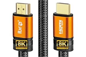 Cavo HDMI 8K Cavo di collegamento 0.75M, Ultra High Speed 2.1 a 48 Gbps, 8K @ 60Hz, 4K @ 120Hz, Supporto per Fire TV, Ethernet, ritorno audio, UHD 4320p, 3D e Xbox PlayStation PS3 PS4-IBRA ARANCIONE
