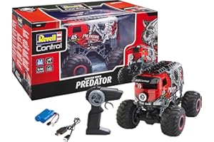 Revell Control 24559 RC Monster Truck Predator in Bulli-Optik, 2.4 GHz, für Links-und Rechtshänder, Li-Ion-Akku, bullige Reifen, 29 cm ferngesteuertes Auto, rot
