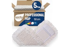 SONTY Proffsmopp 50 cm Bomull – 5-pack XL mopphuvuden för vikbar hållare