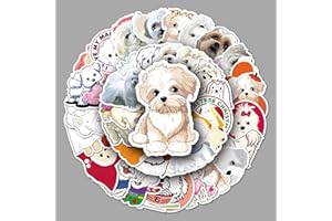 AUCEKO Juego de 50 pegatinas de perro maltese, paquete de pegatinas de vinilo impermeables, para ordenador portátil, niños, coches, moto, bicicleta, monopatín, ordenador, pegatinas de graffiti