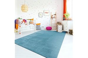 ‎TT HOME TT Home Teppich Kinderzimmer Waschbar rutschfest Kinderteppich Junge Mädchen Weich Pastell, Farbe: Türkis, Größe:100x200 cm