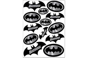 Biomar Labs® Conjunto de 13pcs Pegatina Batman Logo Negro Plata Emblema Vinilo Adhesivo Coches Cascos Motos Ciclomotores Bicicletas Ordenador Portátil D 60