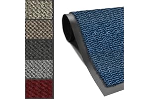 Javco Non-Slip Door Mat Dirt Trapper – Indoor And Outdoor Door Mat – Kitchen And Office Use Mat, Super Soft Absorbent Multicolor Barrier Mat, Machine Washable Shoes Scraper (Blue/Black, 60 x 120 cm)