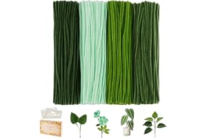 LansinLife 400 stycken rörrengörare, pysselset, 4 olika vita rörrensare, blomkit, 7 mm fluffig chenille-stjälkar, blommakarse