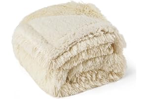 Bedsure Waterproof Dog Blankets Small - 60x80cm Dog Bed Blankets Washable for Puppy Dogs, Calming Cat Blanket for Bed Couch Protector, Fluffy Pet Throw Blanket, Cream