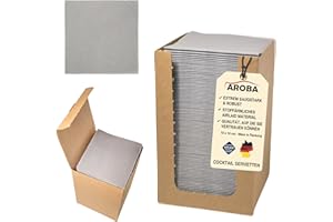Aroba 100 Tovaglioli Per Coctail In Airlaid In Simil-tessuto 20 x 20 cm Piegatura 1/4 In 21 Colori Per Matrimoni Compleanni Bar Discoteche Hotel Catering Grigio
