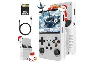 KINMRIS R36S Retro Handheld Spielkonsole, Retro Konsole 3,5-Zoll-IPS-Bildschirm, 128 G über 40.000 Spiele, tragbare Spielkonsole für Kinder und Erwachsene, unterstützt mehrere Emulatoren (Weiß)