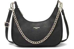 David Jones - Borsa a Spalla Donna - Borsa a Tracolla Catena Simil Pelle PU Rigida - Borsetta Sacchetto Borsello Hobo Signora Messenger Crossbody Bag Tendenza - Nero