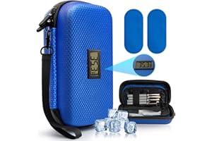 MOSKESON Insulin Cooler Travel Case with Temperature Display - Diabetic Travel Case Refrigerated Medicine Cooler Storage Bag with 2 TSA Approved Ice Pack for Daily and Trip (Blue)