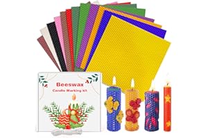 KIYTARBOO Bienenwachsplatten Set, 12 Stück Bienenwachskerzen Selber Machen Set 20x20 cm, DIY Kerzen Bastelset mit Dochten für Erwachsene & Kinder