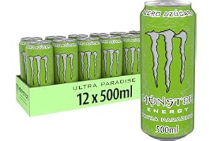 Monster Energy Ultra Paradise Bebida Energética sin Azúcar - Pack de 12 Latas de 500ml