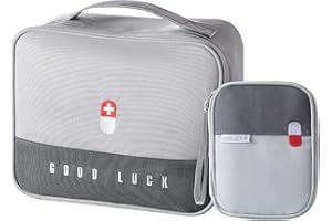 ZOONVII 2 Pièces Trousse de Premiers Secours,Boite de d'urgence,Trousse de Secours Vide,Portable,pour Camping, Voyages,l'école et la maison. (gris)