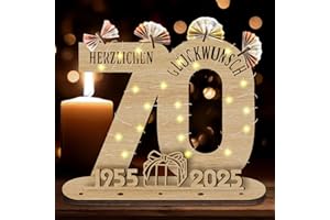 Idota 2025 70 Geburtstag Frau Deko Holz-Schild mit LED Gästebuch, 70 Geburtstag Deko Geschenke Geburtstag Männer & Frauen, Geburtstag Deko 70 Geburtstag Mann Deko, Personalisierbares Geschenk