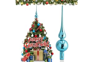 Hukermoon Weihnachtsbaumspitze Glas Matt, 26 cm Christbaumspitze, Weihnachtsbaum Stern Spitze, Christbaumschmuck Spitze, Christmas Tree Topper, Weihnachtsdeko Baumspitze, Tannenbaumspitze (Blau)