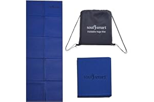 TJC Foldable Travel Yoga Mat 6MM Non Slip Lightweight Portable Gym Mat Fitness Training Pilates Exercise Mat Indoor Outdoor Workout Yoga Mats for Women Men- 188 x 63 CM