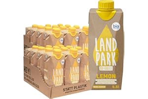 ‎LANDPARK Doppelpack Landpark Bio-Erfrischungsgetränk Lemon, 24x0,5L Tetra Pak | natürliches Mineralwasser aus der Bio-Quelle mit Zitrone | zuckerfrei ohne Kohlensäure | Wasser mit Geschmack, To Go |pfandfrei