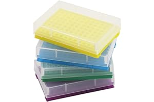 MUHWA Rack per provette PCR per microtubi da 0,2 ml, Matrice 8 x 12, Blu/Giallo/viola/verde