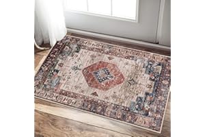 Falflor Runner Rug for Entryway 60x90cm Door Mat Non Slip Distressed Runner Rug Washbale Kitchen Rug Runner Low Pile Carpet Floor Runner