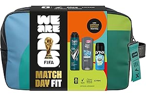 DOVE MEN + CARE Dove, Lynx, Sure Gift Set Washbag for Him with an advanced anti-perspirant, body wash, body spray & limited edition wash bag Match Day Fit for him 3 piece