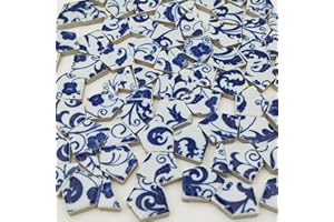 ANKTILY Piastrelle per mosaico in ceramica rotta, 500 g, per artigianato, mosaico irregolari in porcellana blu e bianca, per progetti fai da te a mosaico in vaso (Medium 11)