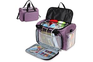JOZEA Sac de rangement pour laine, aiguilles à tricoter et crochets - Organisation ultime - Sac léger pour les voyages et les voyages, Violet (sacs à tricoter), Moderne
