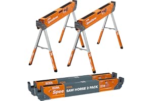 Bora Portamate Speedhorse XT Sawhorse Par – tvåpack, 76–91 cm höjdjusterbara ben, metalltopp för 2 x 4, kraftig Pro bänksåg h