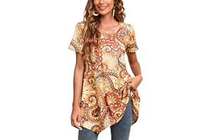 Enmain Femme Tunique à 3/4 Manches Longues Chemise Imprimée à Motifs Floraux Paisley pour Les Femmes Casual élégant Chic T-Shirt Blouses