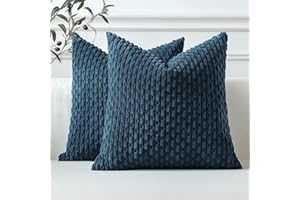 Sungeek 2er Set Kordsamt Kissenbezüge, Dekorativ Zierkissenbezüge Weich Kissenbezug Dekokissen Sofakissen Boho Deko Bezug Kissenhülle für Sofa Schlafzimmer Wohnzimmer (Blau, 40x40 cm)