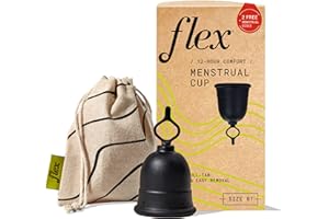 Flex Kit de iniciación de copa | Copa menstrual reutilizable + 2 discos menstruales gratis | Pestaña para una fácil extracción | Tampón + almohadilla alternativa | Dura años | Capacidad de 2 súper