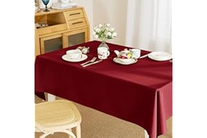 RYB HOME Nappe Noel - Nappe Rectangulaire Anti Tache - Nappe Rouge Bordeaux 150x213cm Couverts de Table Rectangle Etanche Imperméable Facile à Entretien pour Salon Cuisine/Exterieur