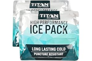 TITAN BY ARCTIC ZONE Arctic Zone Titan Lot de 2 packs de glace haute performance 600 g – Longue durée, résistant aux perforations, rempli de gel non toxique