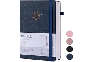 MGGAO Cuaderno de diario rayado, diarios para escribir, rayas universitarias con 320 páginas, cuaderno de tapa dura para escribir diarios, papel grueso de 100 g/m², tamaño A5 para trabajo y Notebook