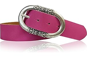 FRONHOFER Women's Genuine Leather Belt, Antique Silver Buckle, 1.57 in, 18677