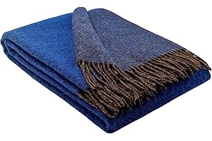 ‎STTS INTERNATIONAL STTS International Wolldecke 100% Schurwolle Wohndecke in versch. Farben 140 x 200 cm Tagesdecke Schurwolldecke Woll-Plaid Tirol (Braun-Blau (Double face), 140 x 200 cm)