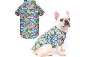 EXPAWLORER Dog Hawaiian Shirt - Stylish Dog Clothes, Breathable Polo T-Shirts with Floral Sea Island Patterns Vacation-Style, Puppy Outfit Shirt for Small Medium Large Breeds Boy & Girl, S
